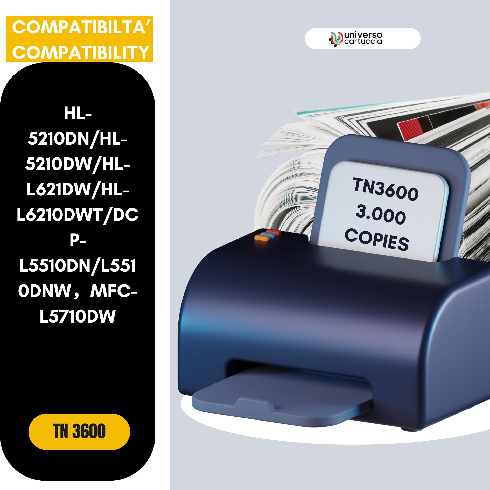 Tamburo Compatibile Brother DR3600 - Per Stampanti HL-L5215DN, HL-L6210DW E Altri Modelli