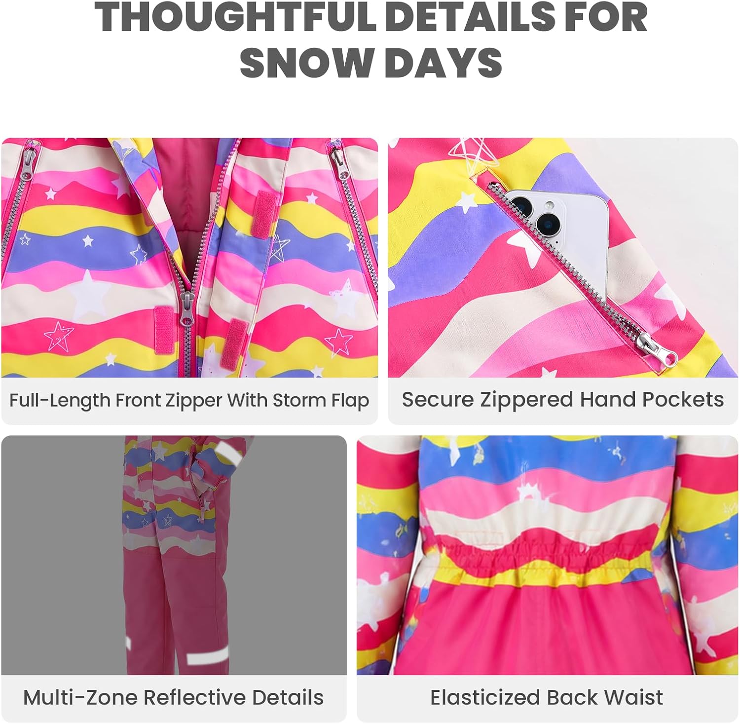 Gogokids Snow Suit Waterproof & Insulated Ski Suit One Piece Snowsuit Kid