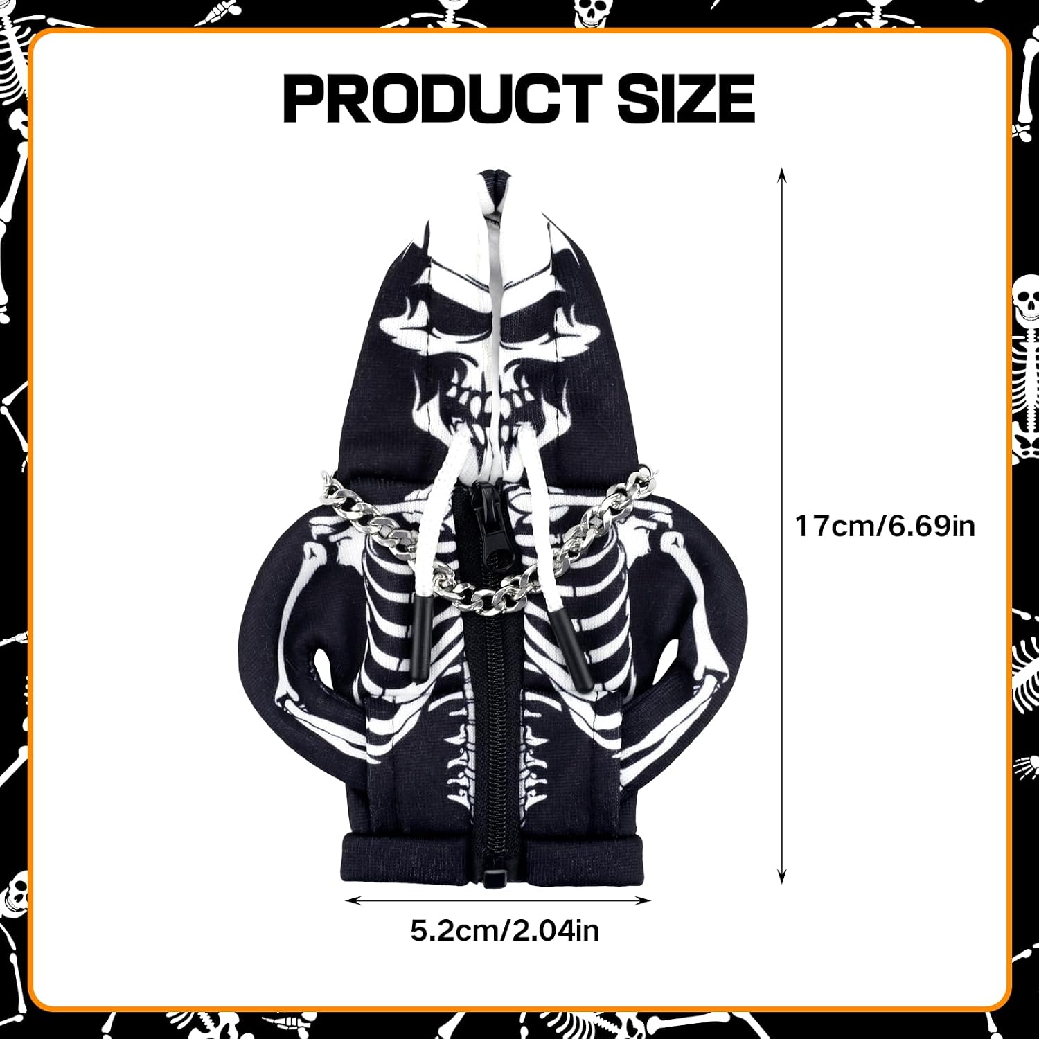 Skeleton Car Gear Shift Hoodie, Skull Shift Knob Cover with Zipper & Detachable Necklace, Heat Insulation Winter Warm Shifter Protector for Most Cars, Trucks & SUVs - Ideal Halloween Decor & Gift