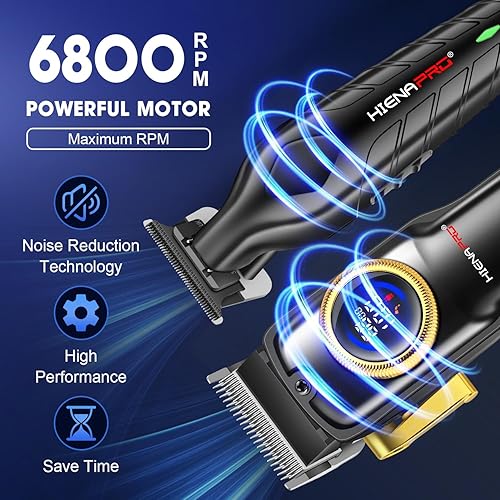 Miniatura 3 de HIENA PRO Juego de cortapelos profesional para hombres, kit de peluquería inalámbrico, kit de corte de cabello recargable, juego de cortapelos y