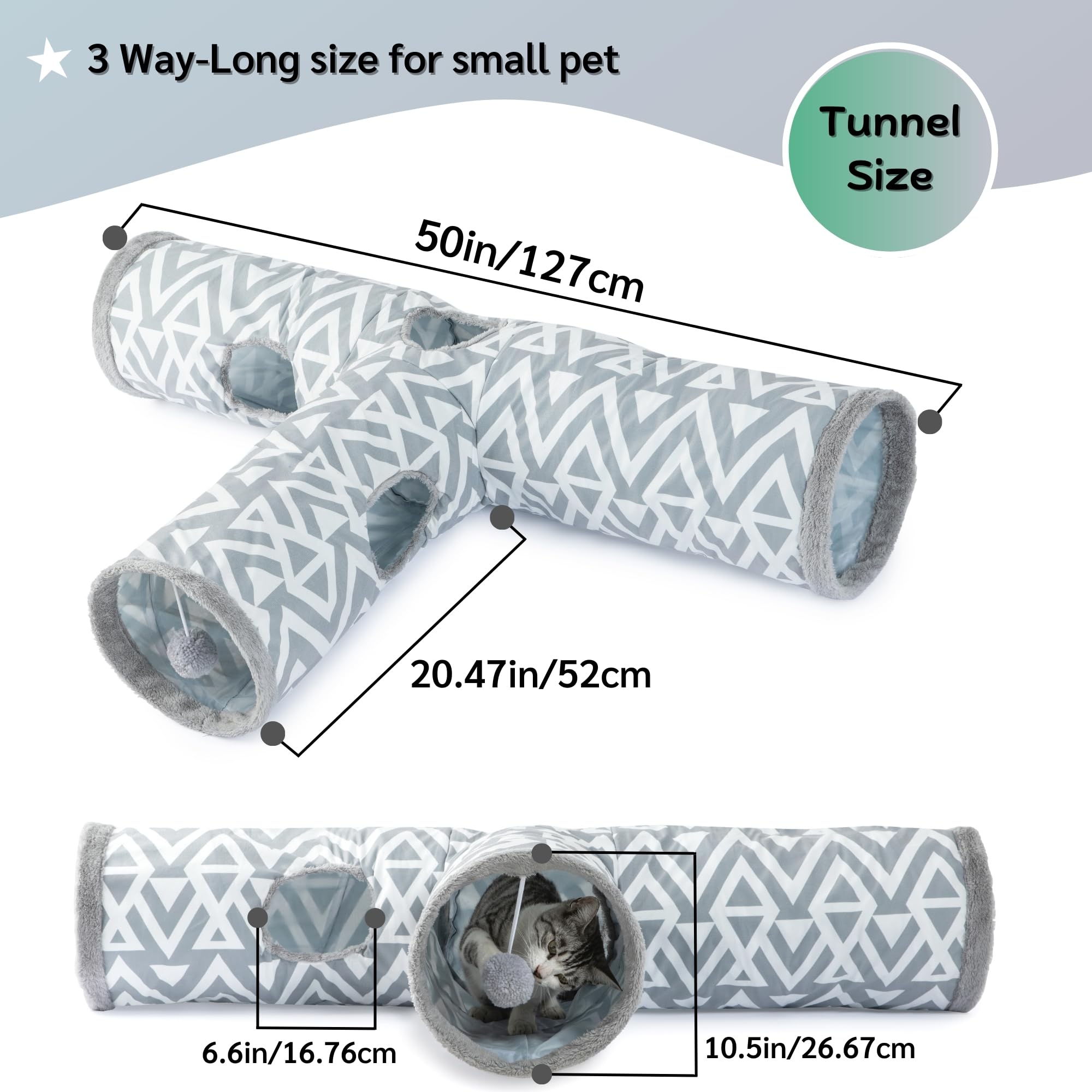 JanYoo Tunnel pliable à 3 voies pour chat d'intérieur - Jouet pour animal domestique - Cachette de lapin, cochon d'Inde, furet