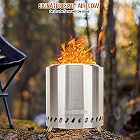 Vista 5 de Fogata portátil de mesa con soporte, 8.6" de acero inoxidable, mini hoguera de mesa para exteriores con bajo consumo de humo, alimentada por pellets