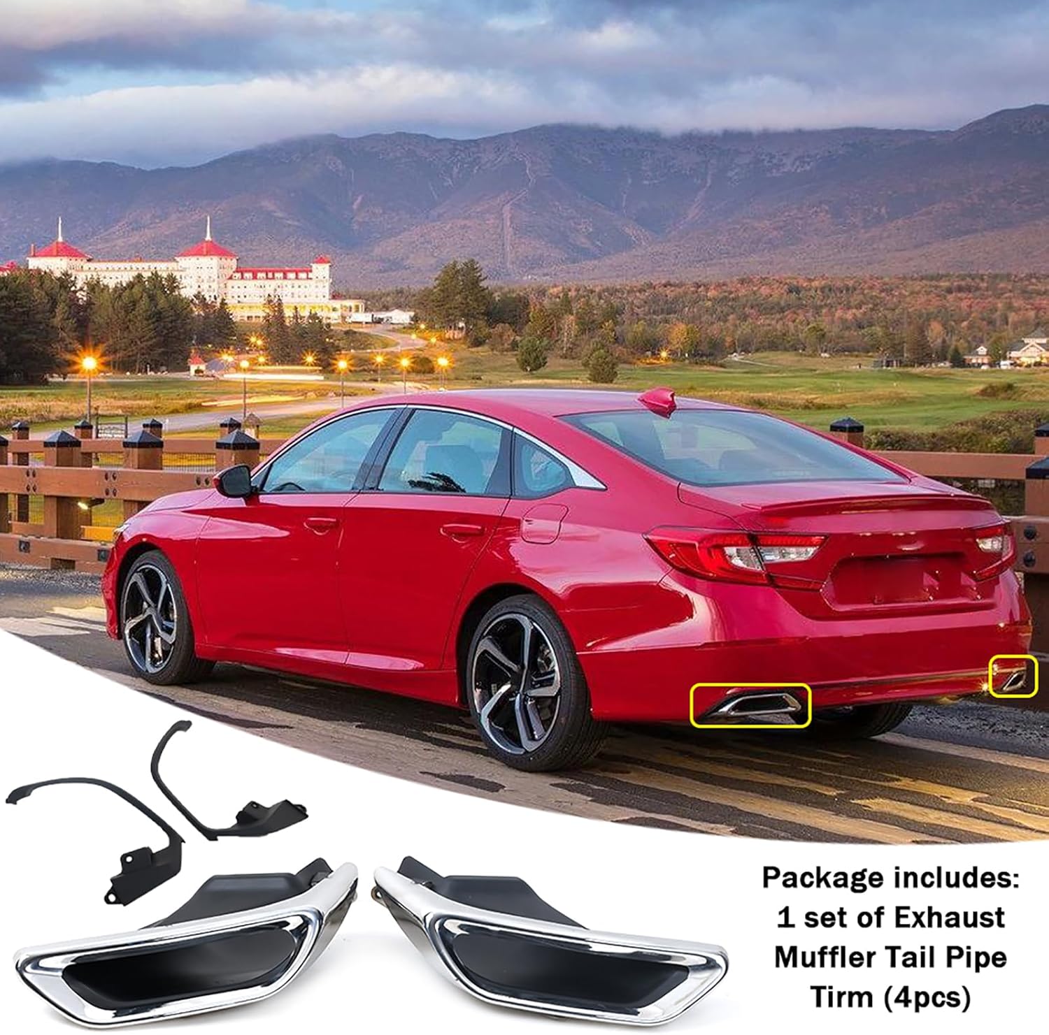 Tail Pipe Tip For 10th Honda Accord 2018 2019 2020 Tailpipe Replacement Exhaust Systems Exhaust Muffler set