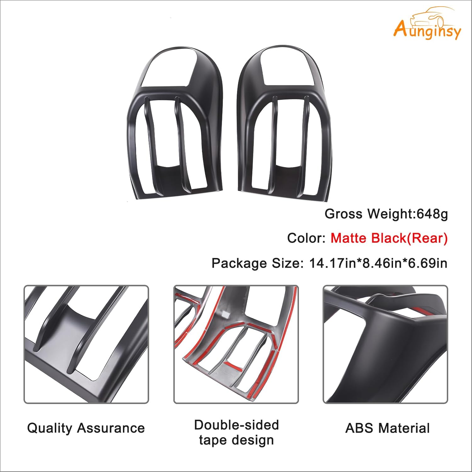 Aunginsy 2PCS Tail Light Trim Cover Compatible with Toyota FJ Cruiser 2007-2021+, Car Rear Taillight Lamps Guard Frame Bezels Tail Brake Light Protector Rear Headlight Decoration Cover ABS Accessories
