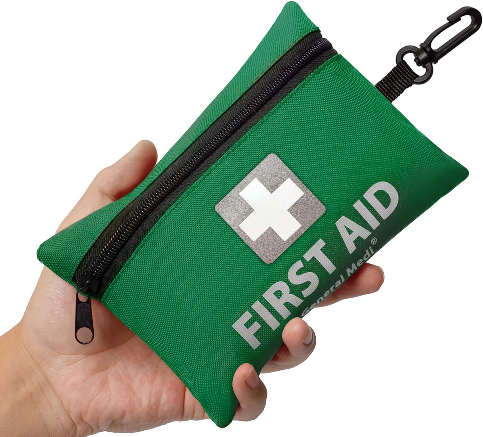 General Medi Mini First Aid Kit, 92 Pieces Small First Aid Kit - Includes Emergency Foil Blanket, Scissors for Travel, Home, Office, Vehicle, Camping, Workplace & Outdoor (Green)