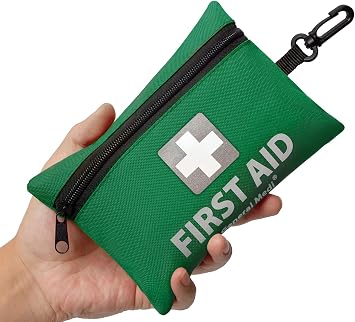 General Medi Mini First Aid Kit, 92 Pieces Small First Aid Kit - Includes Emergency Foil Blanket, Scissors for Travel, Home, Office, Vehicle, Camping, Workplace & Outdoor Green