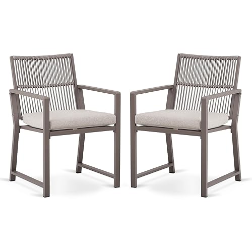 Outdoor Patio Wicker Rattan Dining Chairs, Heavy-Duty Wrought Iron Frame