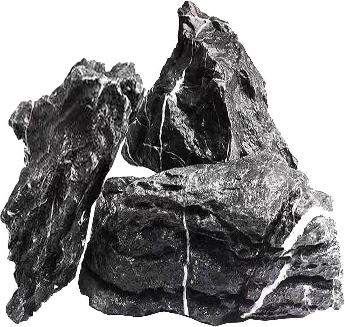 WDEFUN 3 Pieces Natural Quartz Stones 4-8 inch Aquarium Rocks for Aquarium Decorations, Fish Tank Decor, Reptile Tank Decor(6-8 BLS)