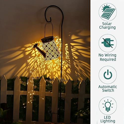 Miniatura 3 de B-Best - Luces solares para decoración de jardín al aire libre, regadera, luz de paisaje, linterna colgante grande, impermeable, decoración de patio