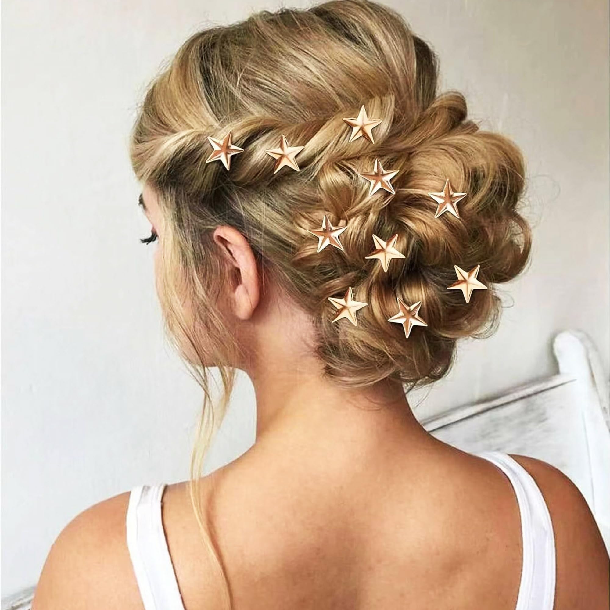 Lot de 10 épingles à cheveux en spirale - Étoiles - Épingles à cheveux en spirale - Accessoire de cheveux pour femme et fille - Pour mariage, fête de mariage, fête de mariée, etc (doré +