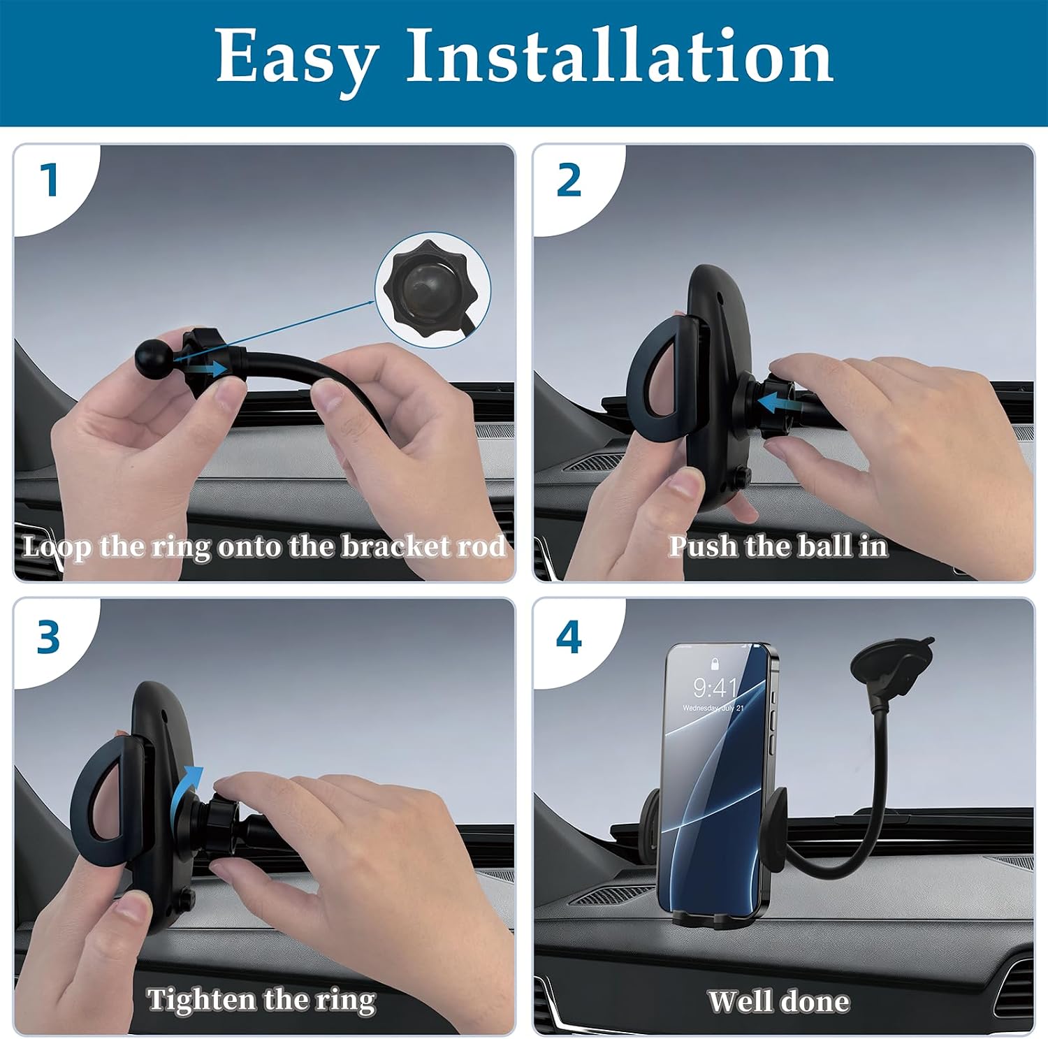 Car Phone Holder for Windshield, Suction Cup Phone Mount image 4