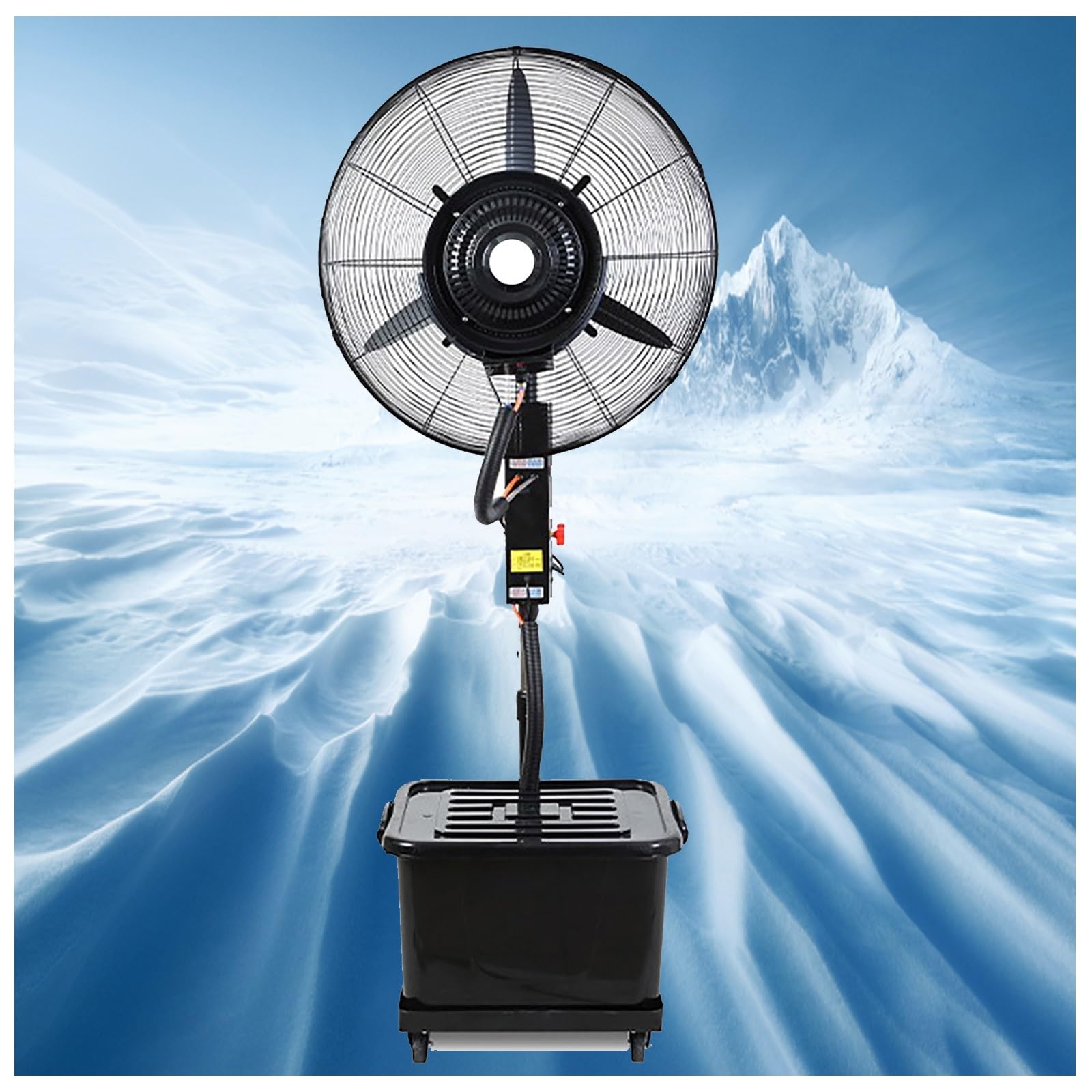asdchZen Outdoor Misting Fan With Separate Tank, 3 Speeds, 45°/90°Oscillation, Ideal For Warehouses, 30In Pedestal Design, Efficient Cooling Solution,Adjustable-650mm (26in)
