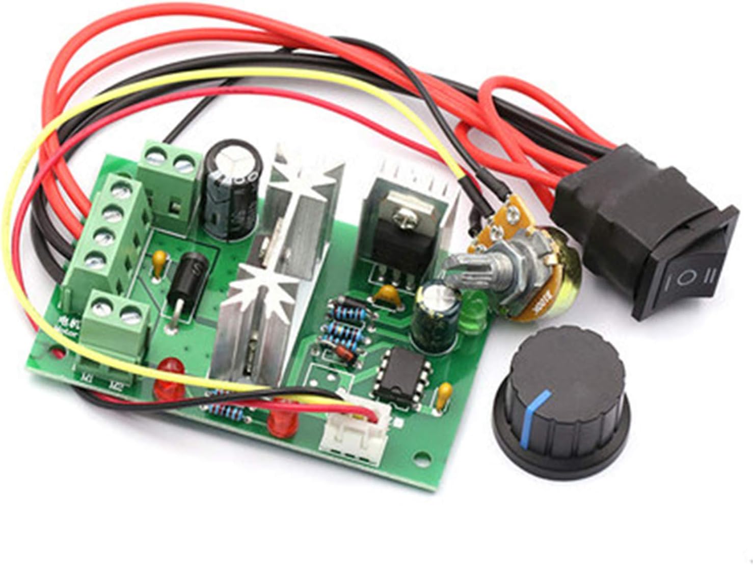 Adjustable DC Motor Speed Controller PWM Speed Controller PWM DC Motor Controller 12V 24V 36V 6A Reversing Switch Speed Controller Forward Reverse Function Control
