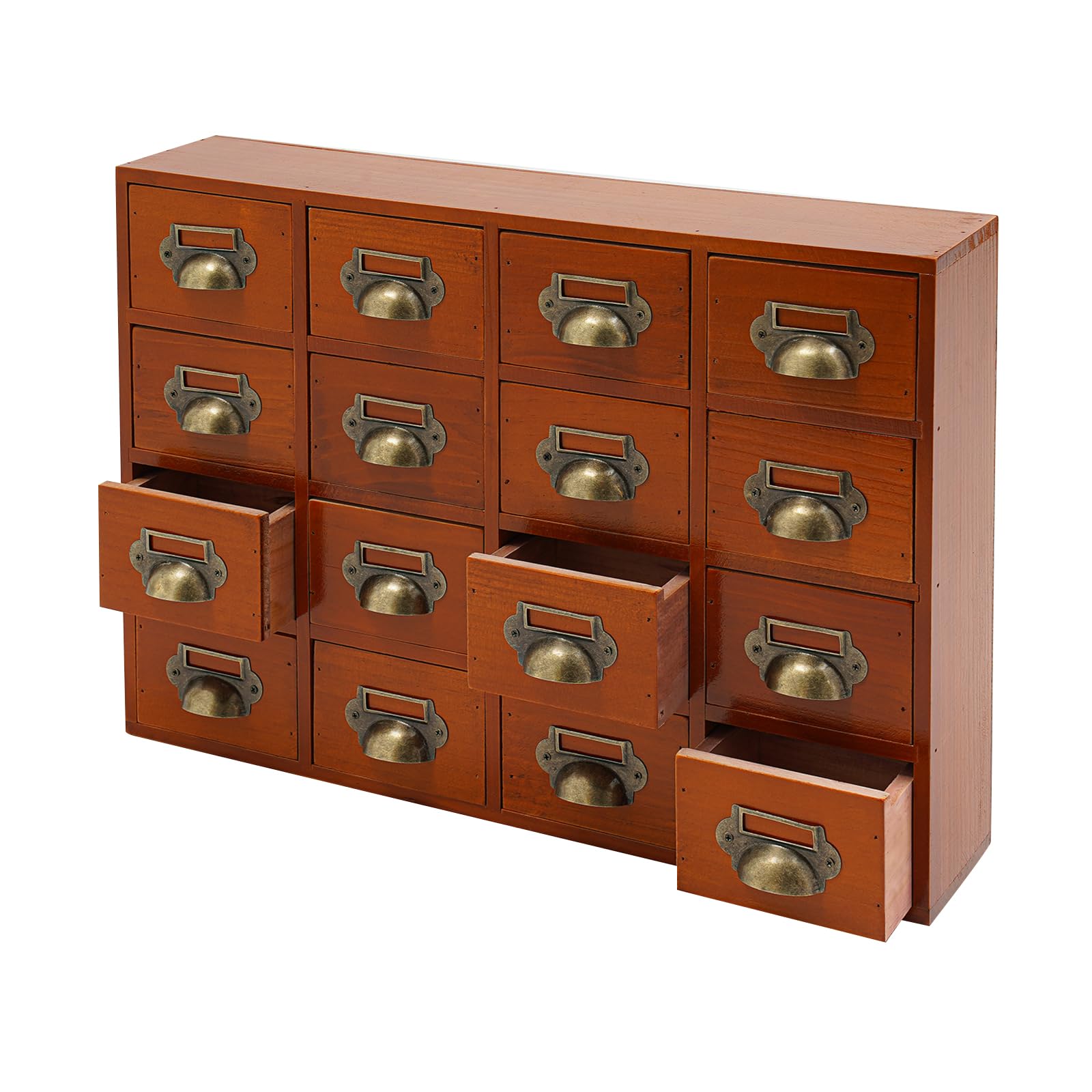 Armadietto da 16 cassetti in legno massello – Design vintage, portata 10 kg, organizer da scrivania per ufficio, casa, farmacia