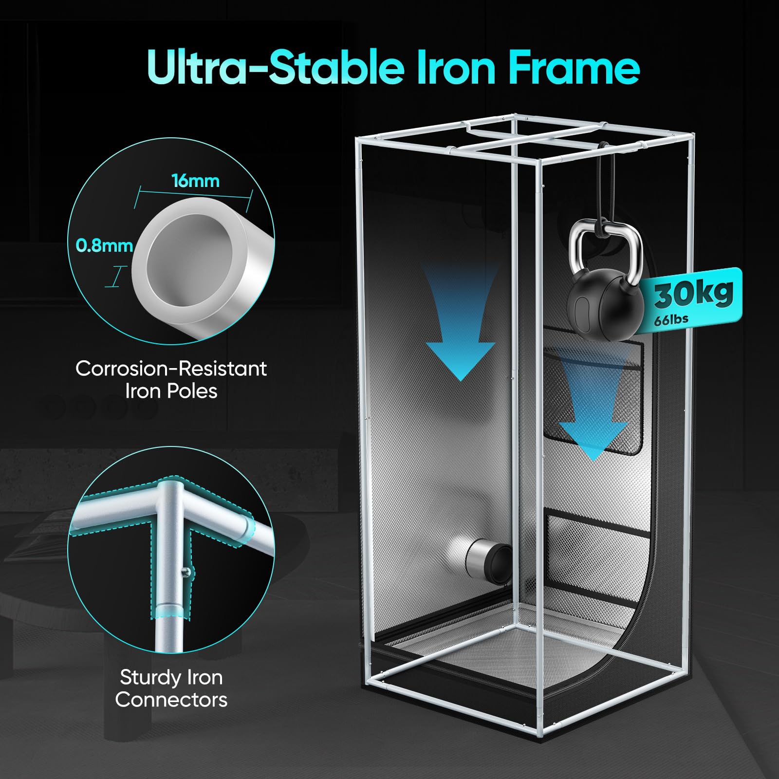 Growzelt Komplettset mit M1000 LED Vollspektrum Grow Lampe 60x60x140cm Grow Tent 4" 215 CFM 3000RPM Ruhiges und Effizientes Belüftungssatz, 4-Gang-Lüfter, Hydroponics Indoor Growing Tent Set