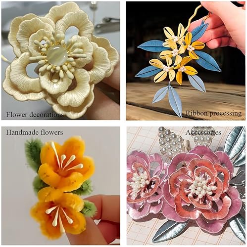 Miniatura 141 de HAHIYO 700 piezas de 0.118 in de perla amarilla de doble cabeza de estambres de flores Pistilo hecho a mano, flores artificiales para flore Amarillo