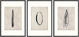 SIGNWIN Framed Canvas Print Wall Art Set Mid-Century Modern Paint Strokes Abstract Shapes Illustrations Modern Art Decorative Minimal Multicolor for Living Room, Bedroom, Office - 16"x24"x3 Black