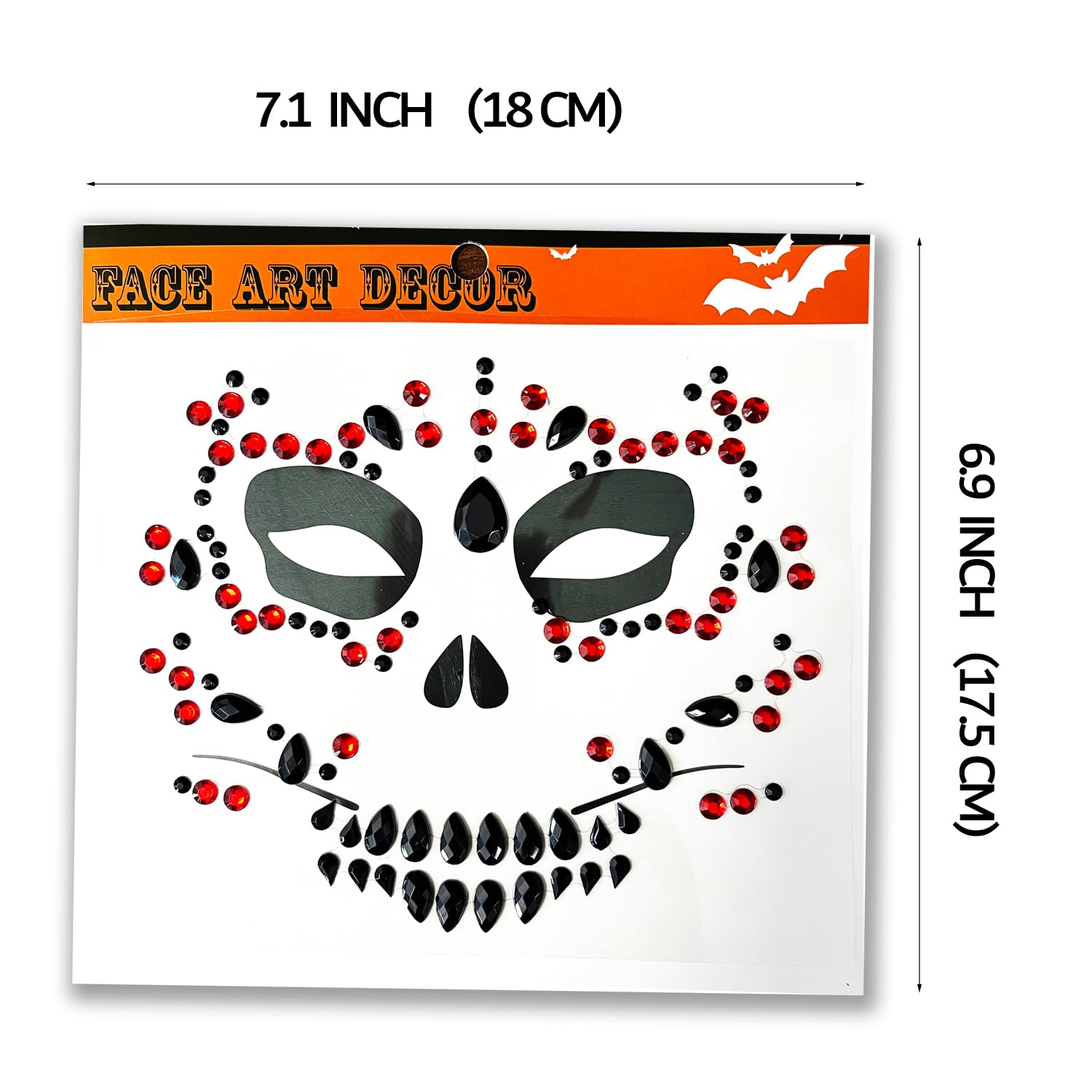 4-Pack Day Of The Death Face Gems,Halloween Temporary Face Tattoos, Rhinestone Face Jewels Stickers - Image 3