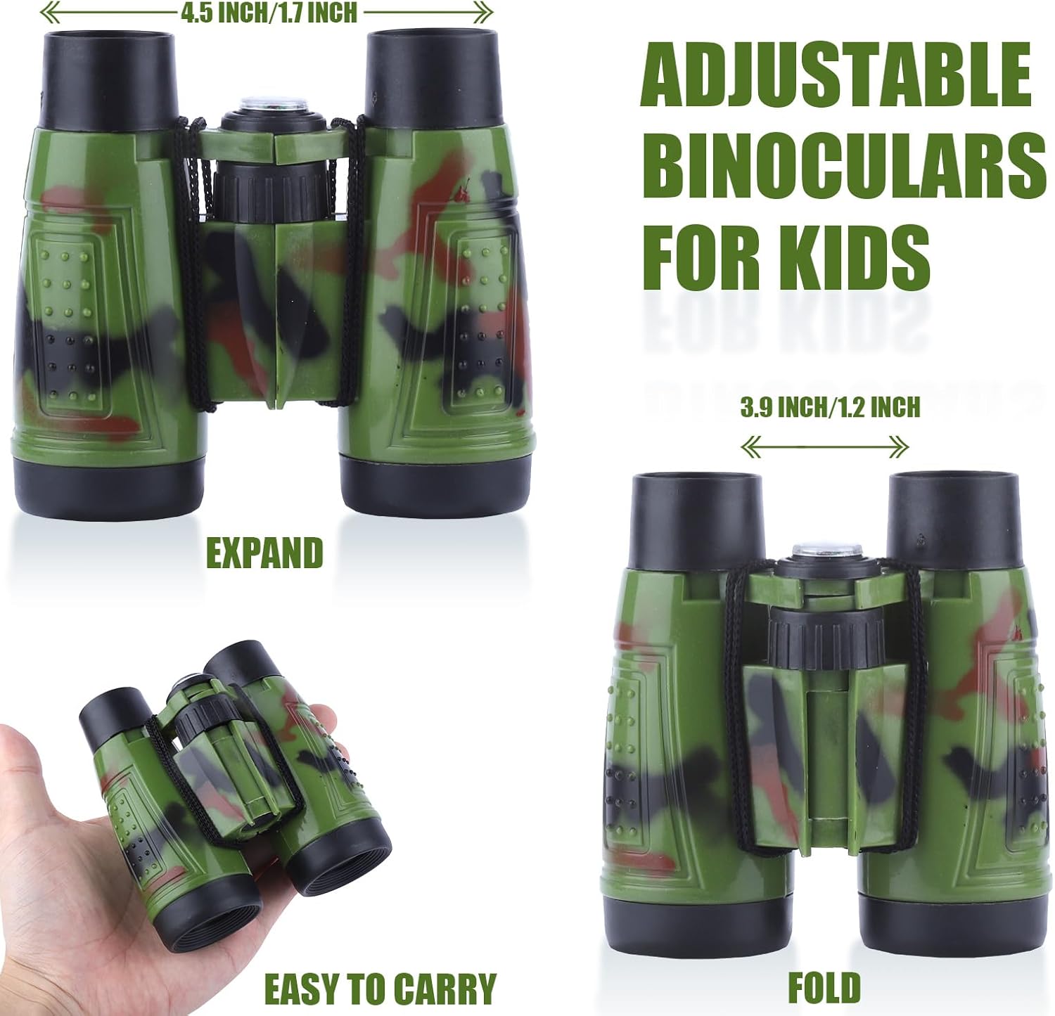 ASONA 24PCS Camouflage Color Binoculars for Kids with Neck String, Binoculars Nature Exploration Toys Safari Jungle Animal Theme Party Favors Gifts for Bird Watching Camping Hunting Hiking Supplies