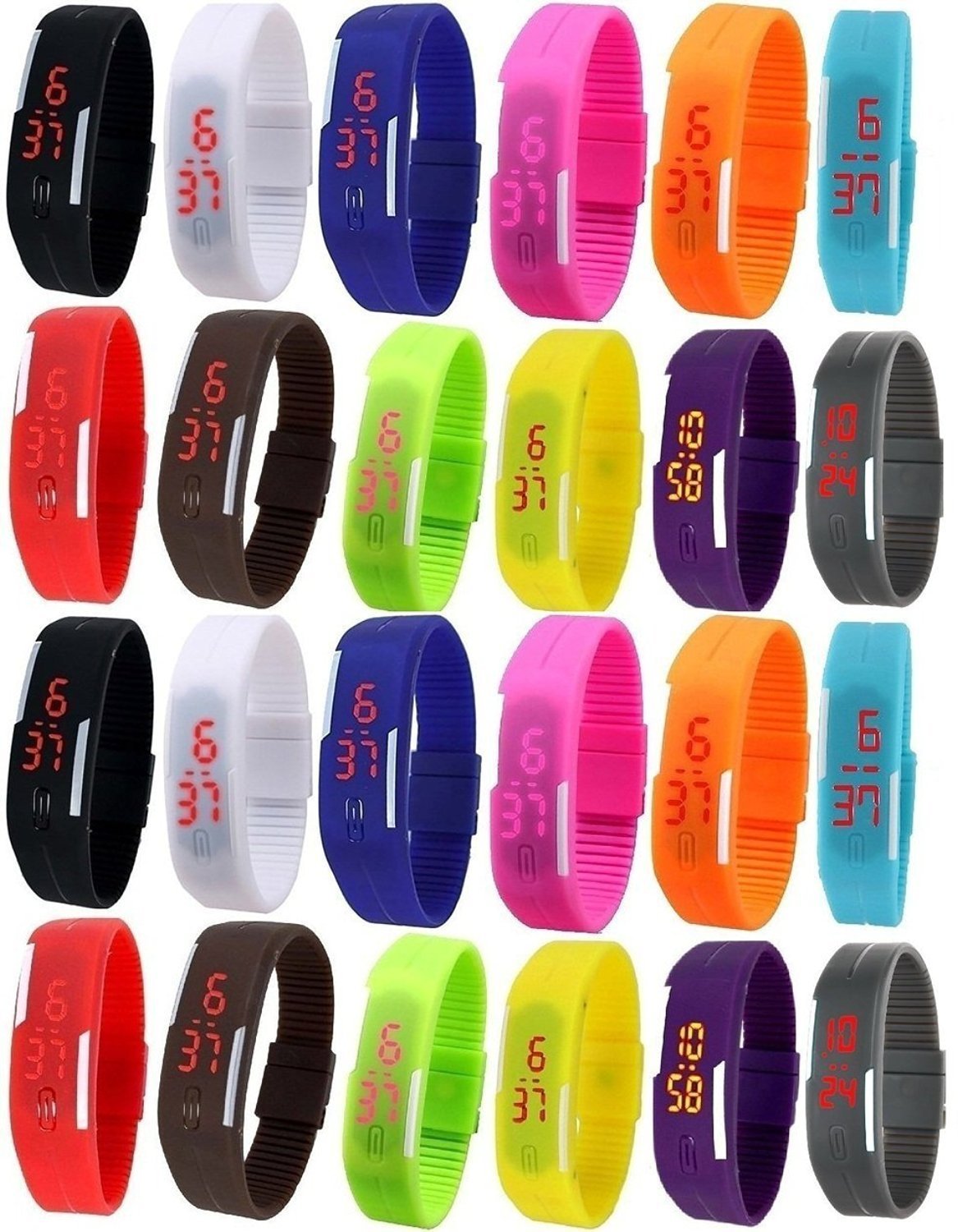 S S TRADERS -24 Peices Digital LED Bracelet Watch - Adjustable Band - Scratch-Less Display Watch for Girls/Boys Women/Men (Set of 24) (B01MS7NTWV) Amazon Price History, Amazon Price Tracker