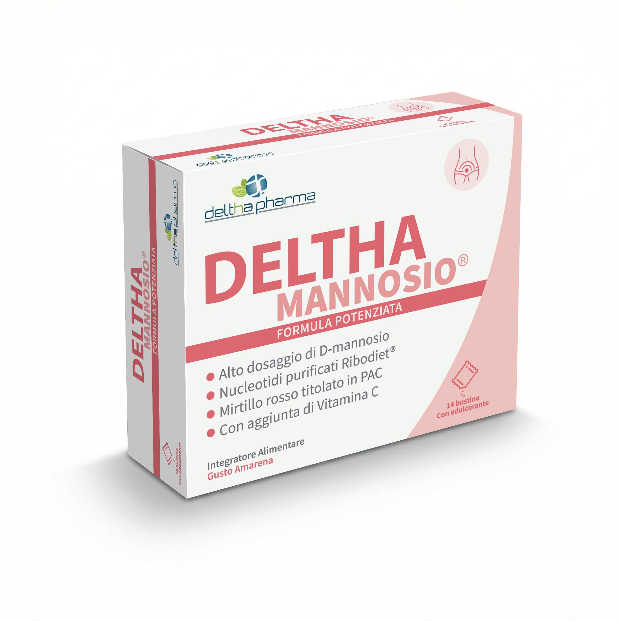 Deltha Mannosio Integratore Alimentare di D-mannosio Puro Ad Alto Dosaggio 1000 Mg, Nucleotidi e Mirtillo Rosso (cranberry) - 20 Bst, color Bianco, 656 ml