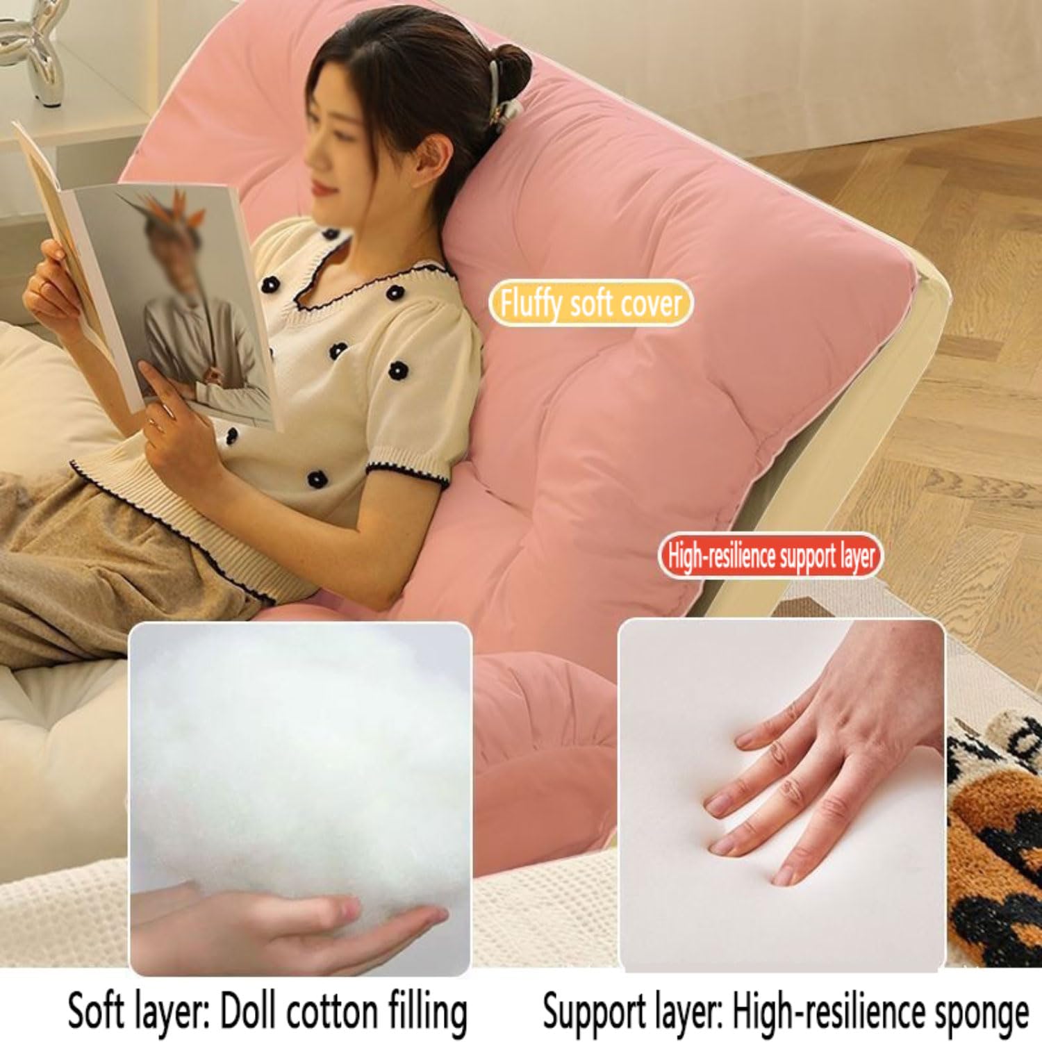 Loveseat Sofa rozkładana 4 w 1, składana sofa podłogowa kanapa z oparciem, rozkładana kanapa bez kości, składane krzesło do spania do salonu, nie wymaga montażu, sofa podłogowa, salon