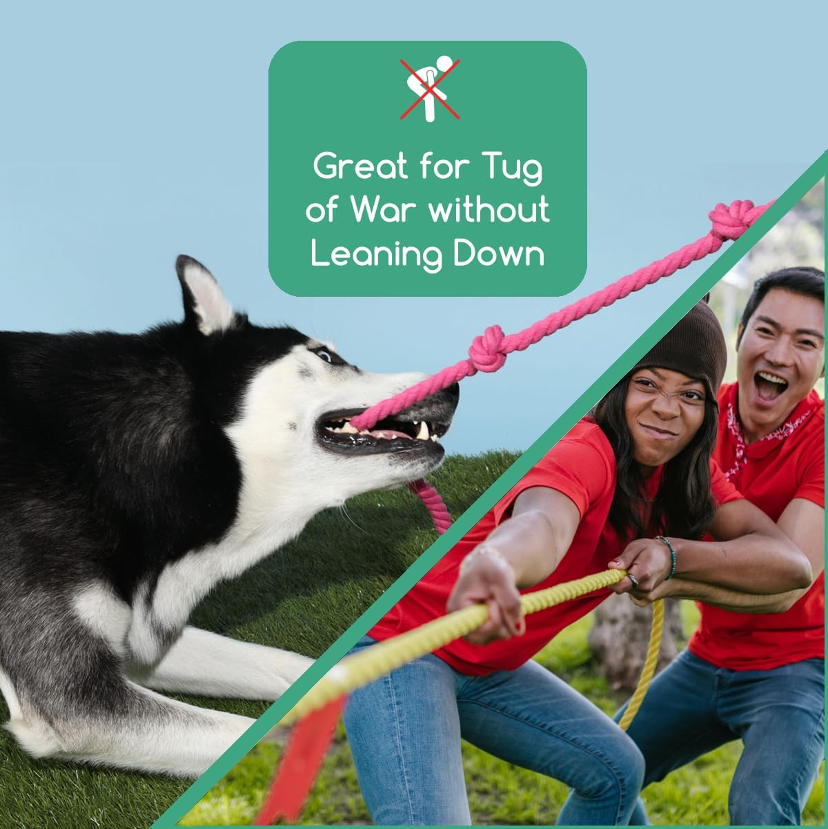 Tumbo Tough Tug Rope Dog Toy - (Pink 5 ft Long Strong and Durable Rope Pull Toy with Handle) TUG of WAR Dog Toy image 3 of 8 B01N1HVPLO