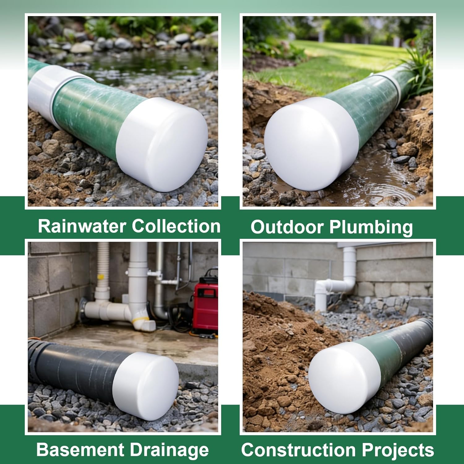8 Inch PVC Pipe End Cap Fitting Schedule 40 PVC Pipe End Cap Fitting, Heavy Duty Slip On, for Use with 8 Inch Sewer and Drain DIY Garden Shelf