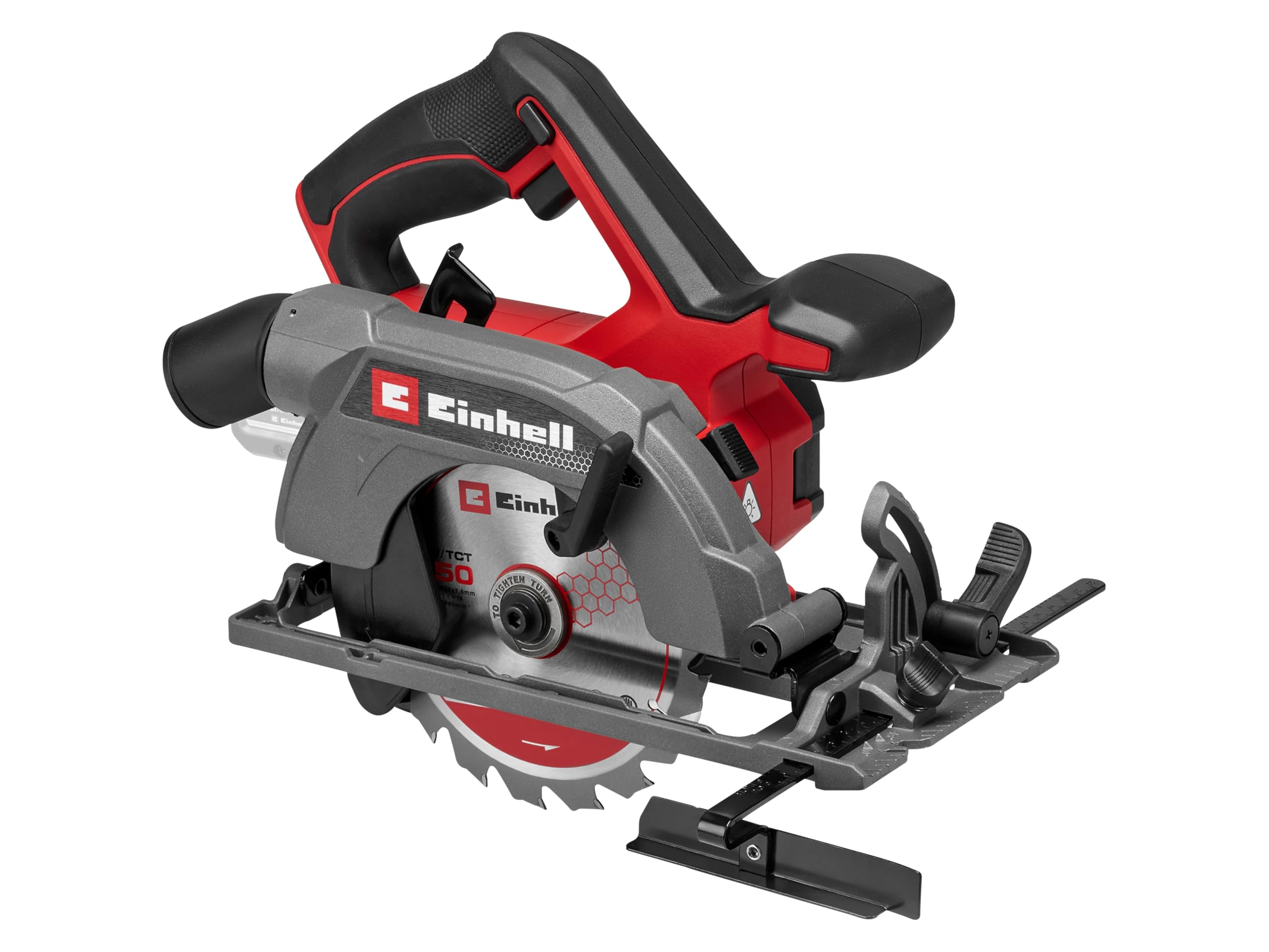 Einhell Bezprzewodowa przenośna pilarka tarczowa TE-CS 18/150-2 Li-Solo Power X-Change (18 V, ostrze Ø 150 mm, głębokość cięcia 49 mm, regulacja beznarzędziowa, lampa LED, bez baterii)