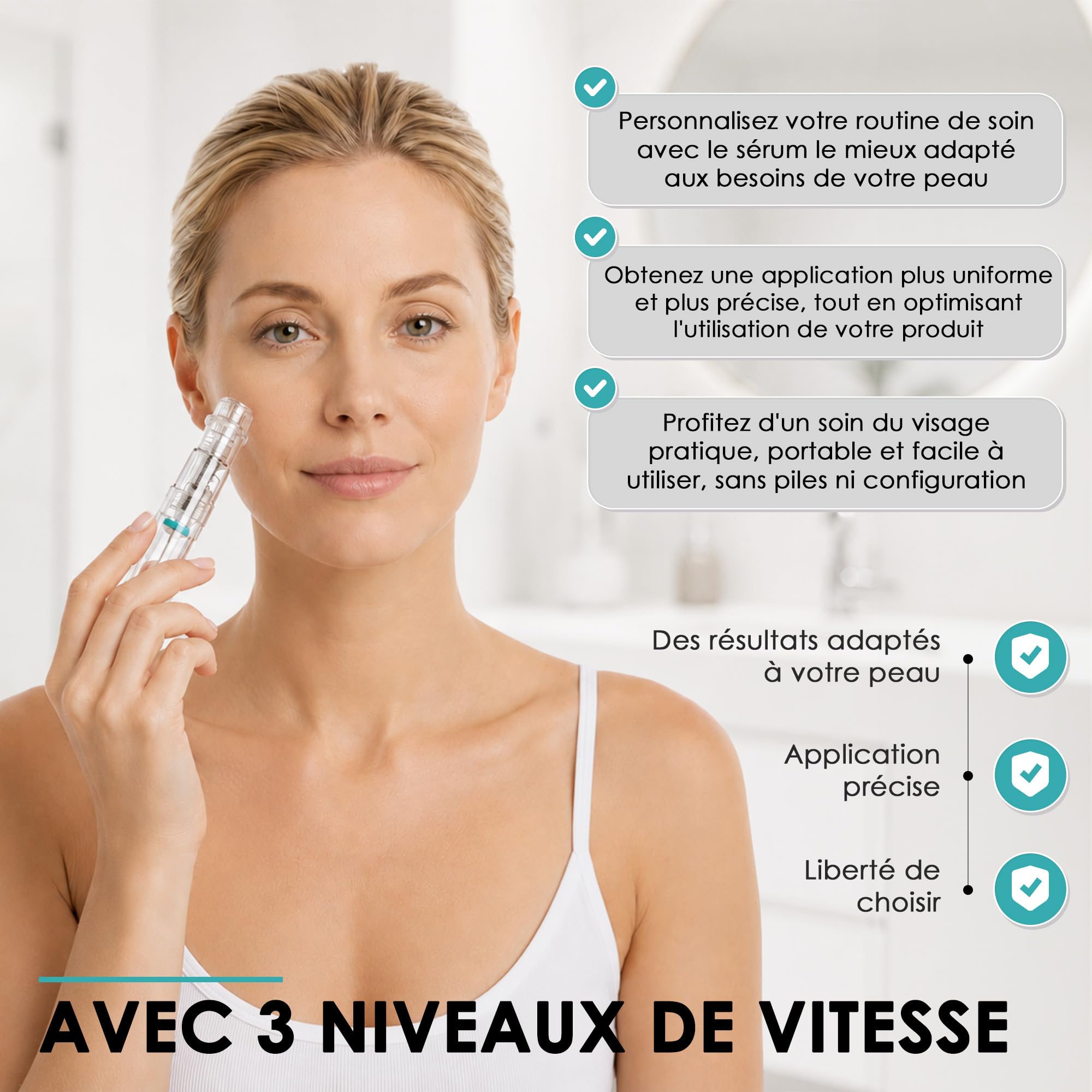 Aqua Stamp 0,5 mm - Alternative au dermaroller et au derma stamp - Système d'infusion de précision, 19 aiguilles en titane