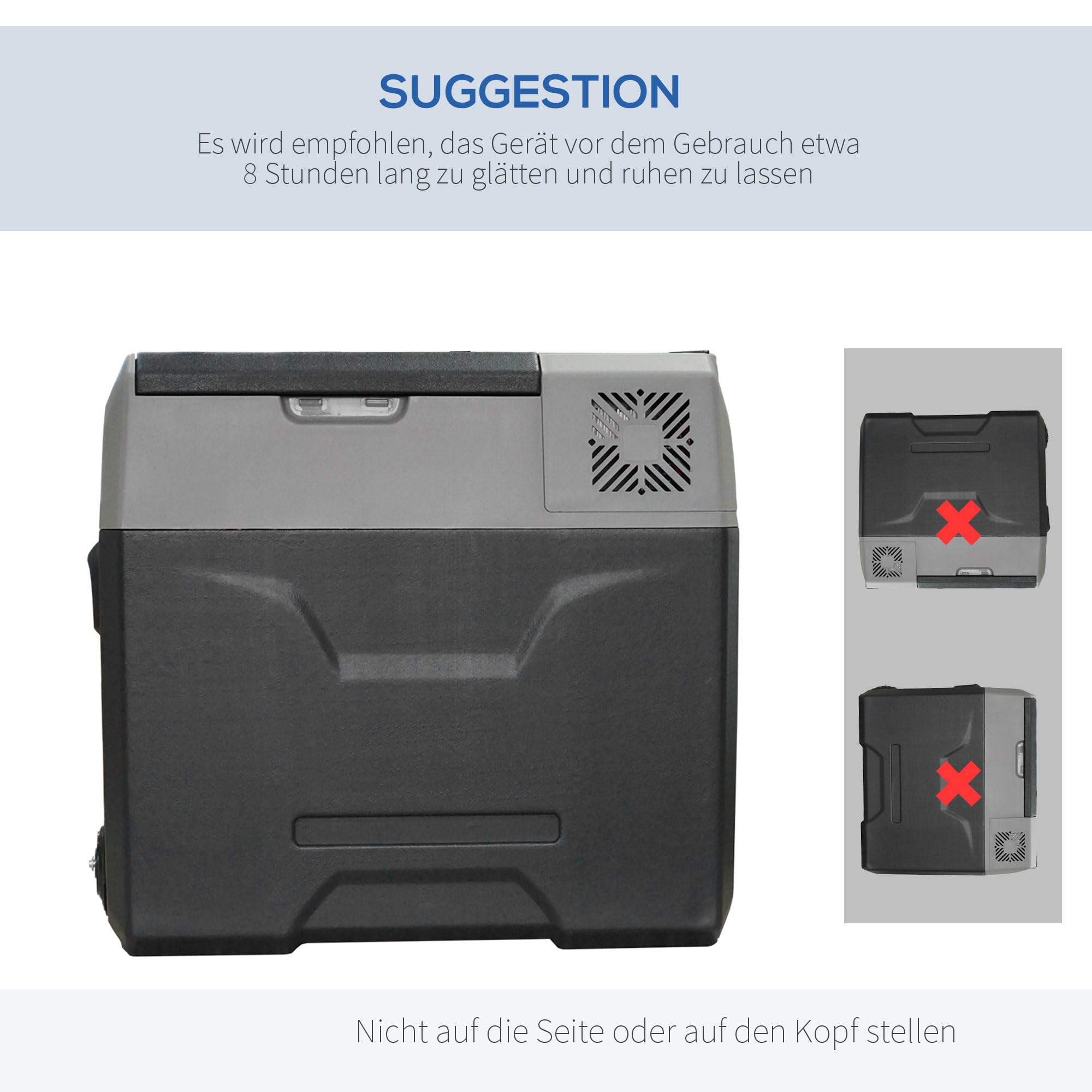 HOMCOM Lodówka samochodowa 50 l, elektryczna lodówka samochodowa z kompresorem, na kemping, podróże, 12/24 V DC i 110-240 V AC, szara