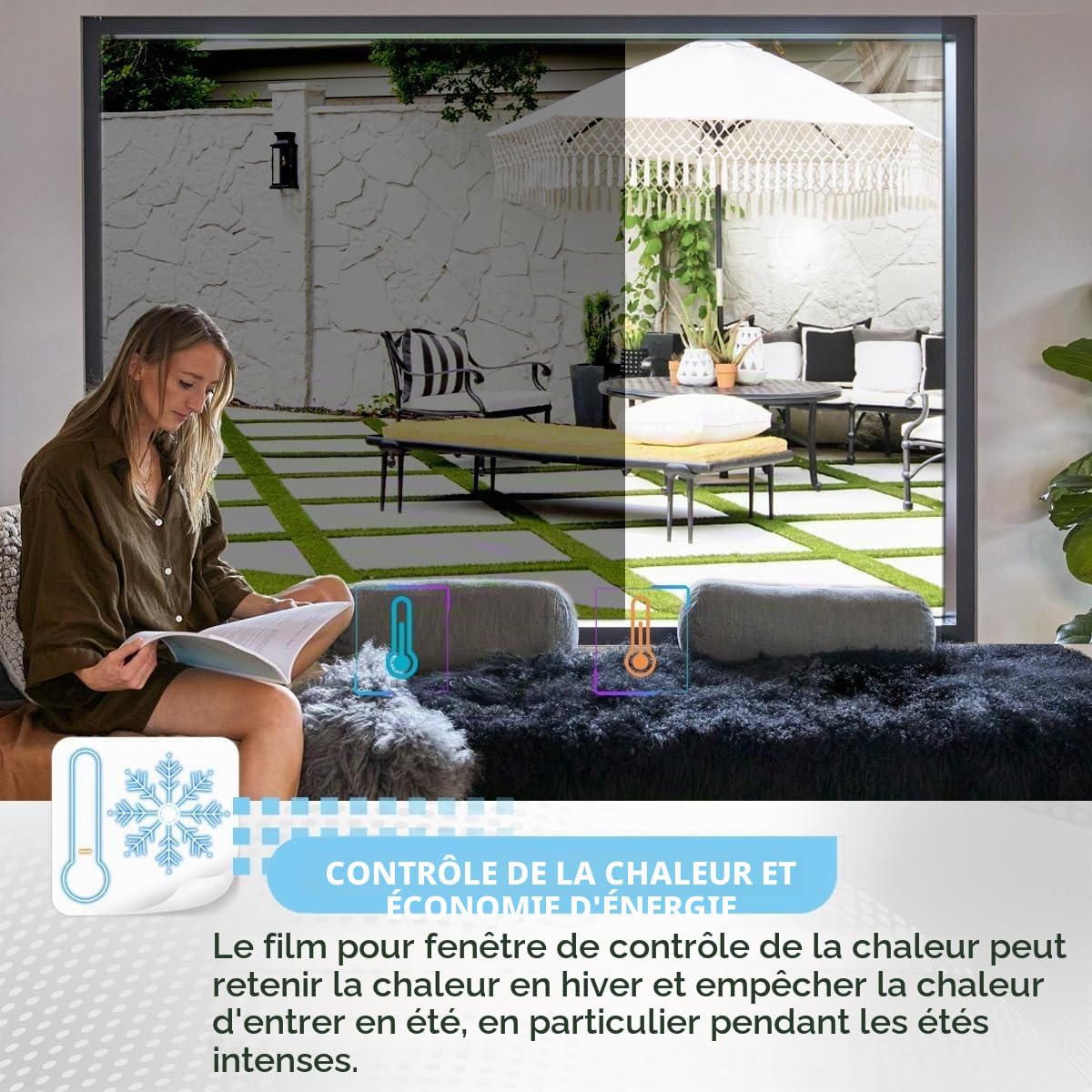 Film Fenetre Anti Regard 100x400cm Film Anti Chaleur Film Anti UV Fenetre | Film Sans Tain pour Fenetre, Film Occultant Fenêtre, Film Miroir pour Fenetre pour Salon, Chambre, Bureau, avec Accessoires