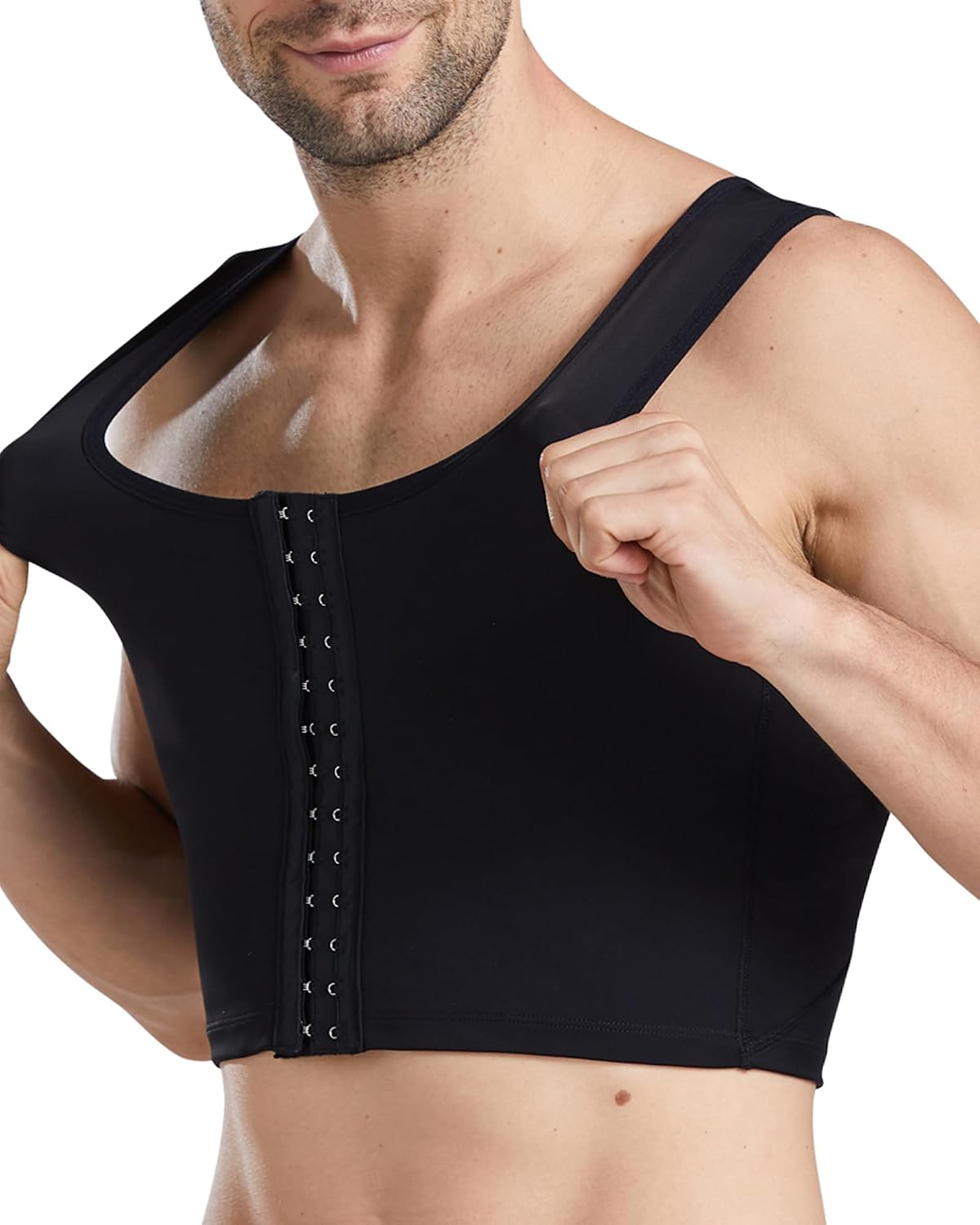 Mens Compression Corset Vest Workout Fajas para Hombres Back Support Gynecomastia Shapewear Tops