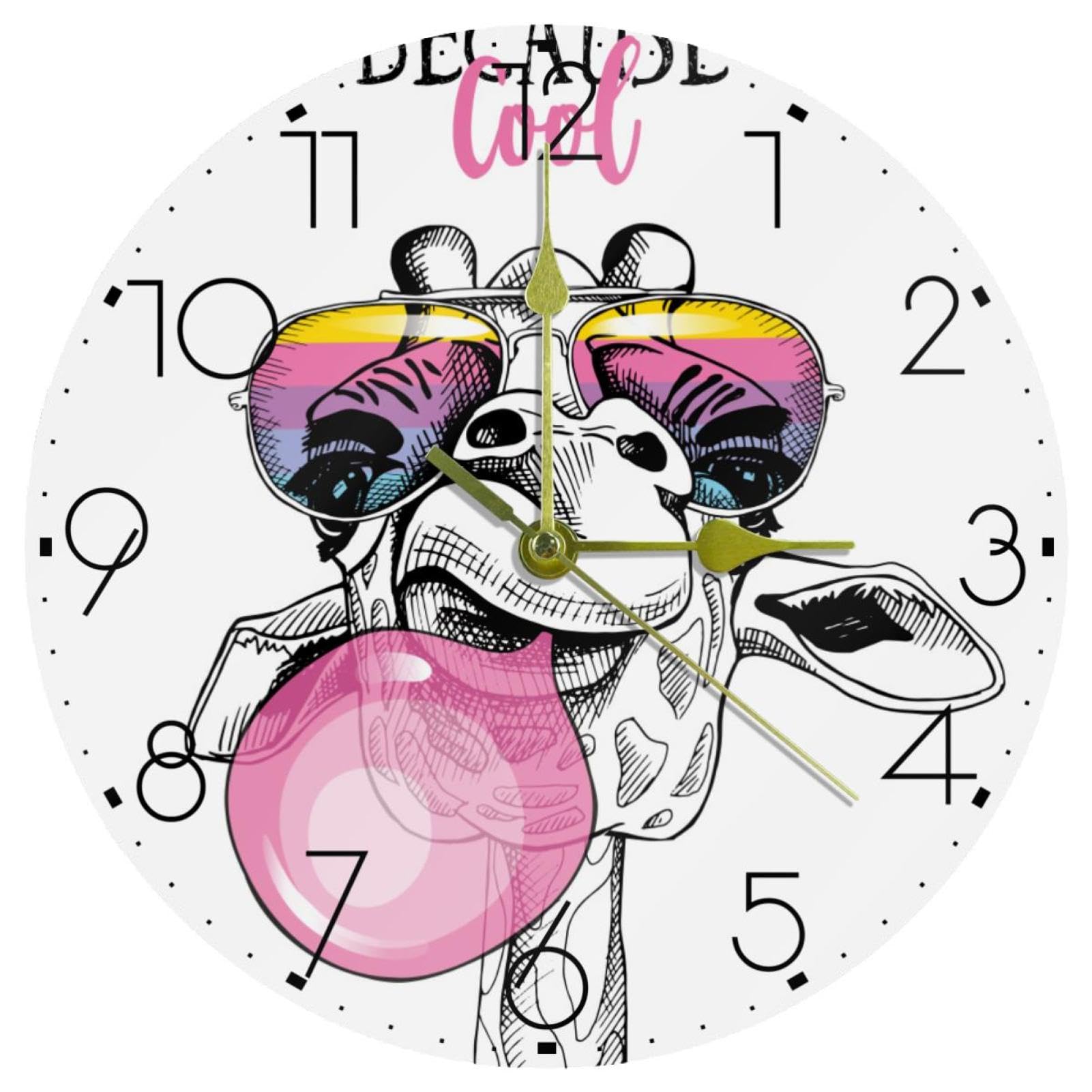 Horloge murale girafe 25 cm silencieuse à pile pour salon