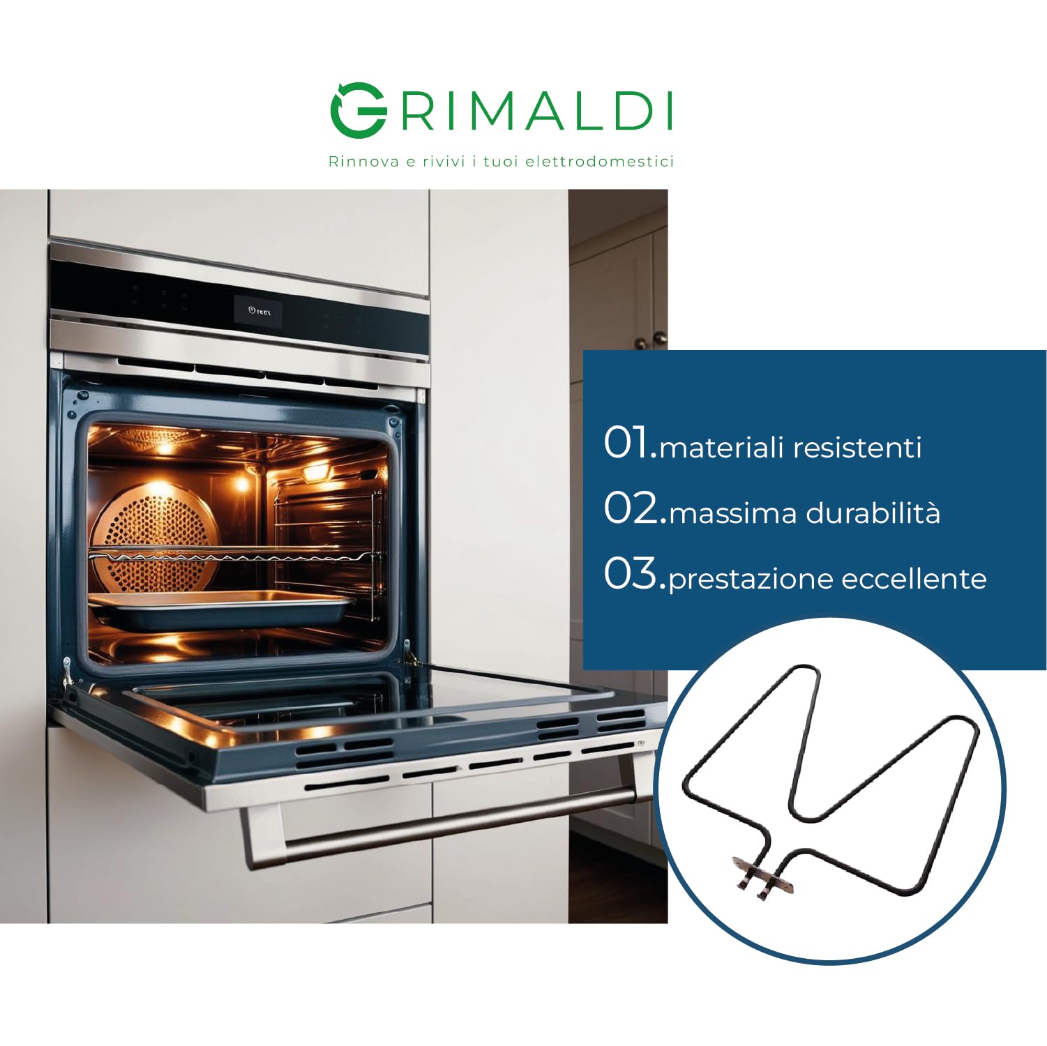 Resistenza Forno 2900W UNO.X KRS020 – Flangia 100x22mm, 3 Spire, 230V Per Sostituzione