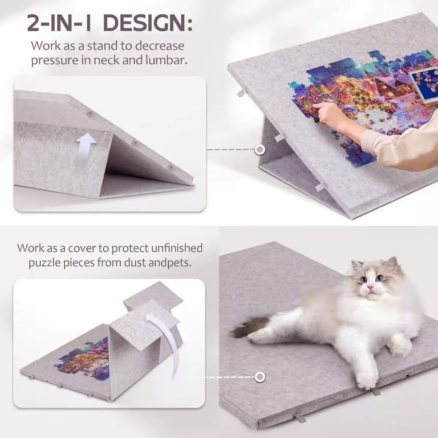 Tavola Pieghevole Per Puzzle Con Supporto e Copertina 2 In 1,Mesa Rompecabezas De 1000 Piezas,Tablero Portátil Con 6 Cajones,Placa De Cubierta Plegable,Fieltro Ligero,Para Adultos y Niños,Kaki