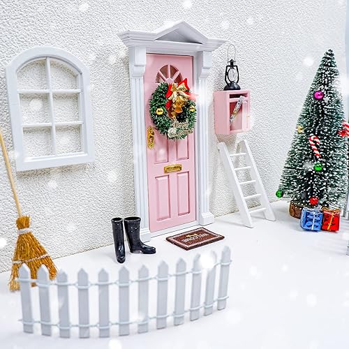 Miniatura 6 de CAILESS Kit de puerta de hadas de elfo  19 piezas de puerta de elfo en miniatura con árbol de Navidad y mini accesorios de Navidad puerta de hadas