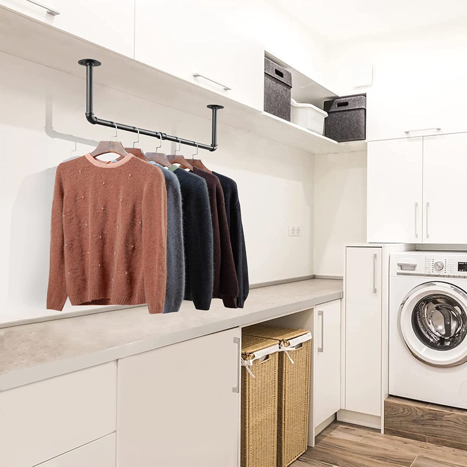 Buy 2 Pack Clothing Rack Wall Mount, Industrial Pipe Clothing Rack 38