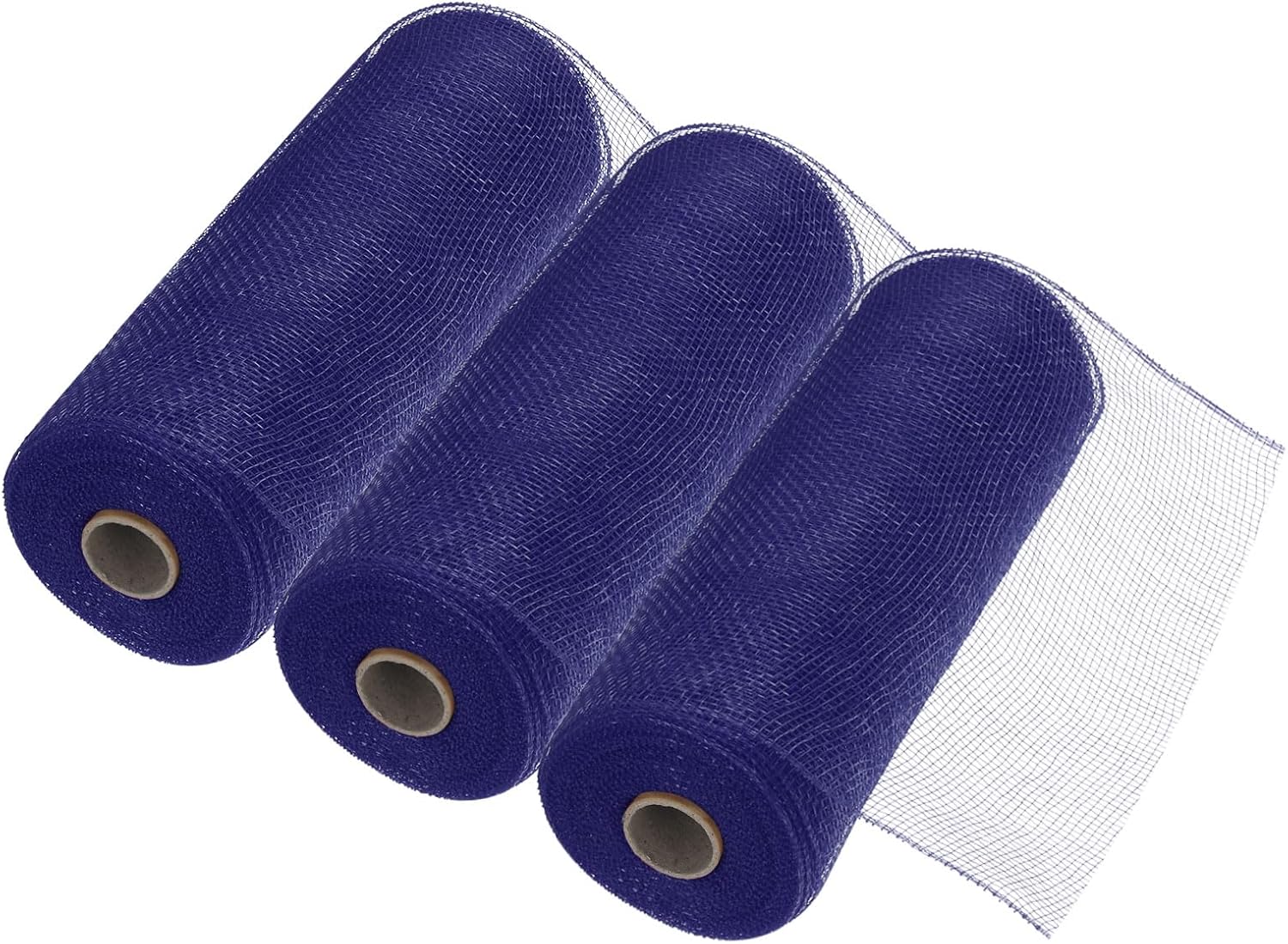 MECCANIXITY 3pcs 10 Inch Poly Burlap Mesh for Wreath, Decorative Mesh Fabric Ribbon 10 Yard for Fall Easter Christmas Flower Bow, Navy Blue
