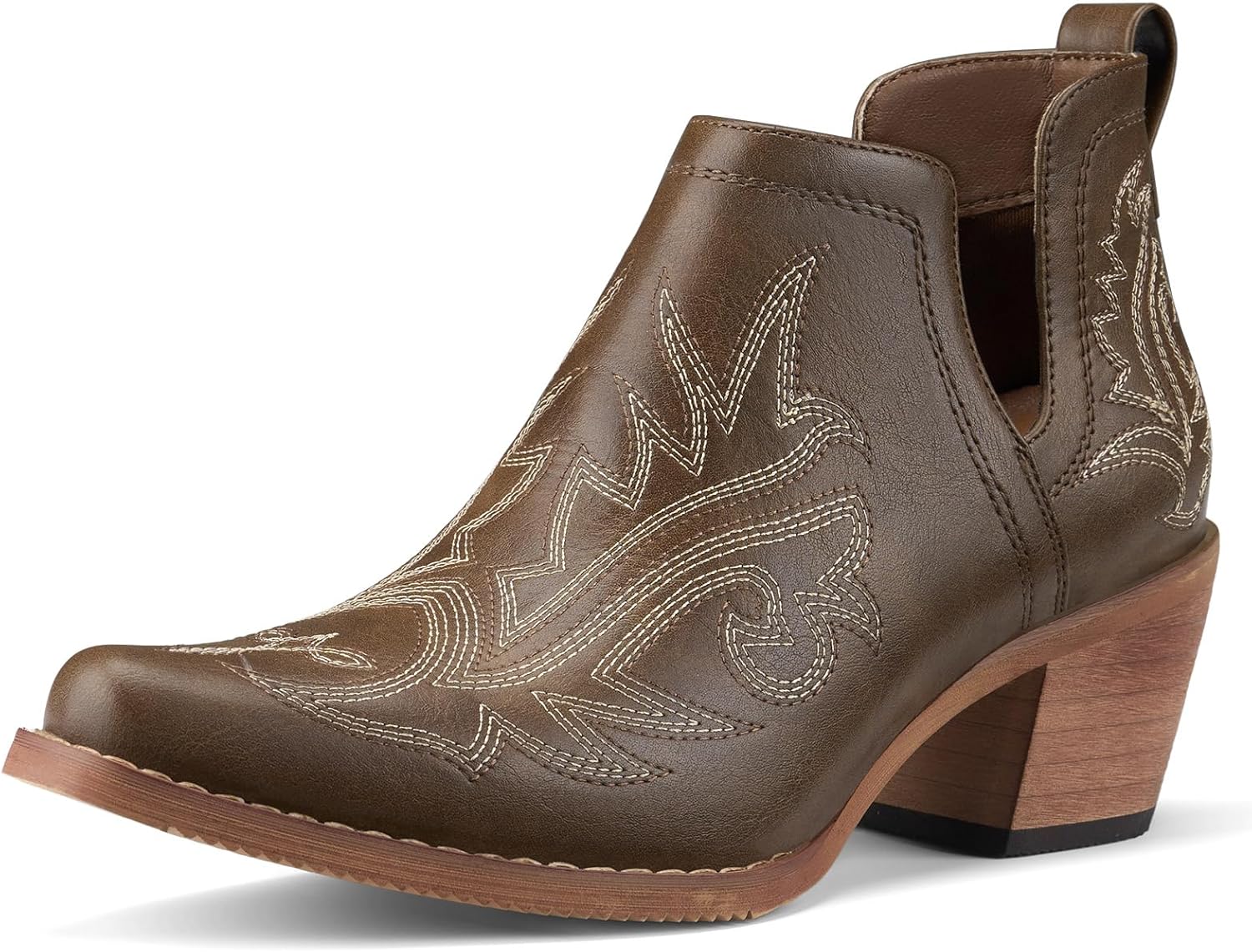 Rollda Women Cowboy Booties - Chunky Stack Heels