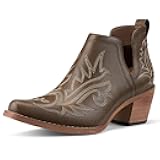 Cowboy Ankle Booties for Women, Cowgirl Short Boots with Chunky Stack Heels, V Cutout Ladies Western Booties for Cowboy Chic Style