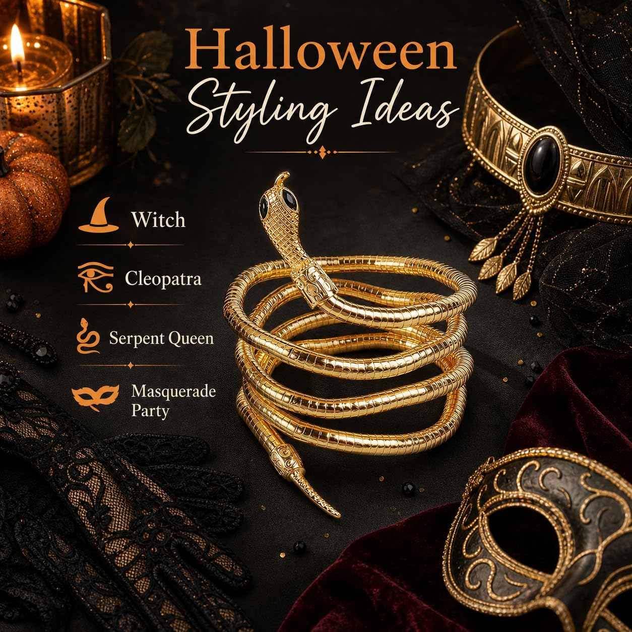 choice of all Snake Bracelet Arm Cuff Gold Snake Necklace Medusa Jewelry for Women Bendable Punk Gothic Halloween Costume Accessories image 4