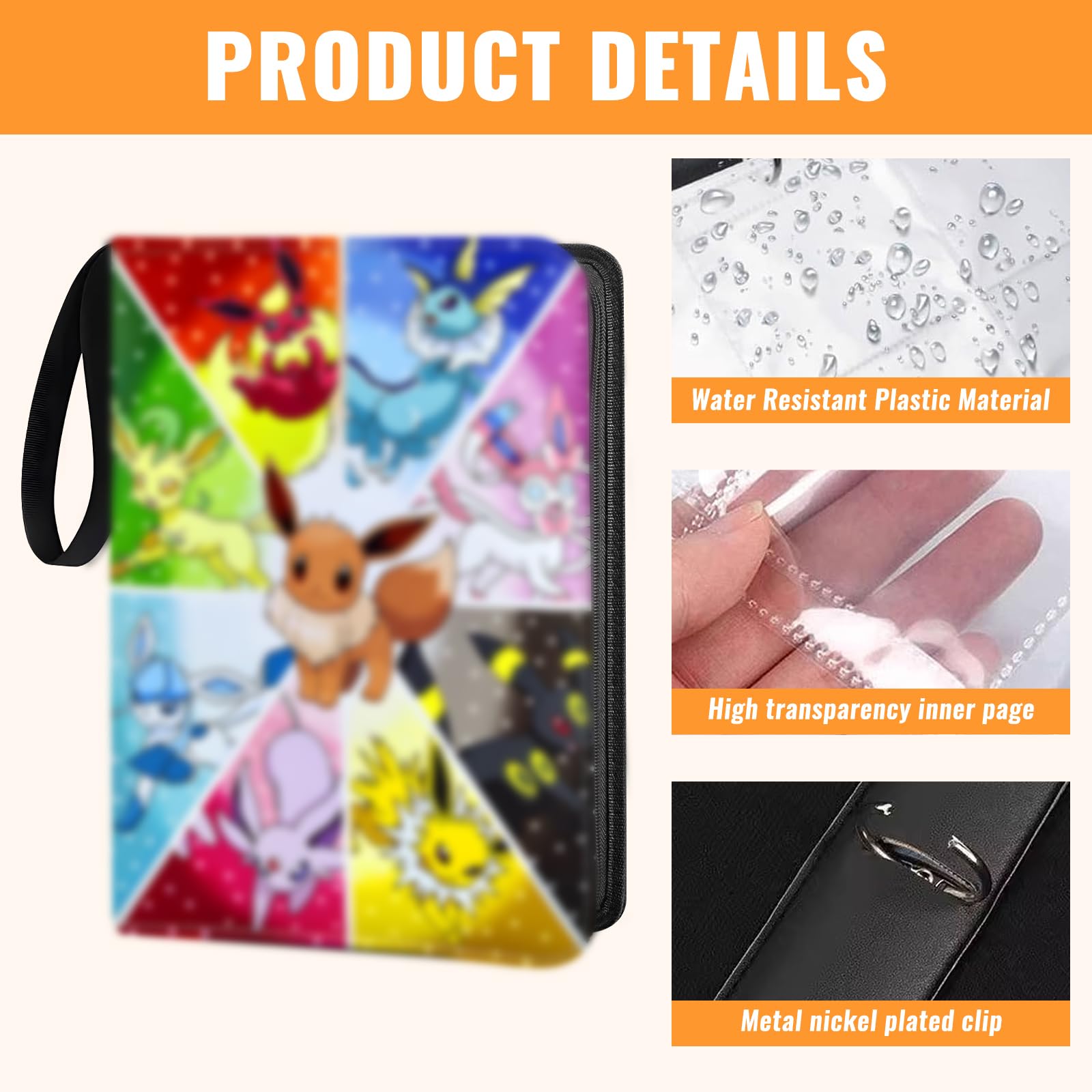 Hlisippa 9 Pocket Card Binder, Holds 900 Cards, Card Collection Folder with 50 Double Sided Removable Sleeves - Image 3