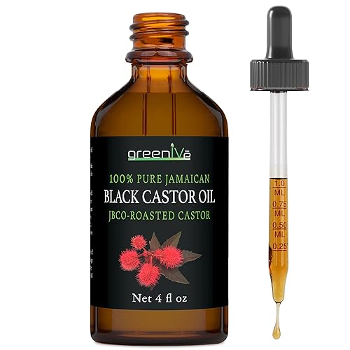 GreenIVe Aceite de ricino negro jamaicano cultivado orgánicamente JBCO Botella de vidrio 100% puro prensado en frío Resultados de Amazin (4 onzas)