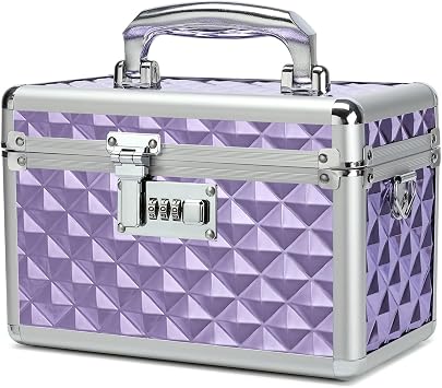 Storage Lock Box with Combination Lock, Lockable Medicine Storage Box, Empty First Aid Box, Security Lock Box, Multipurpose Locking Box for Home and Outdoor Use Purple, Small