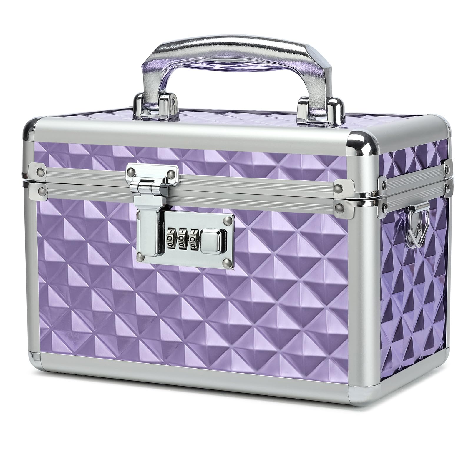 HEWEI WORKS Storage Lock Box with Combination Lock, Lockable Medicine Storage Box, Empty First Aid Box, Security Lockbox, Multipurpose Locking Case for Home and Outdoor Use (Purple, Small)