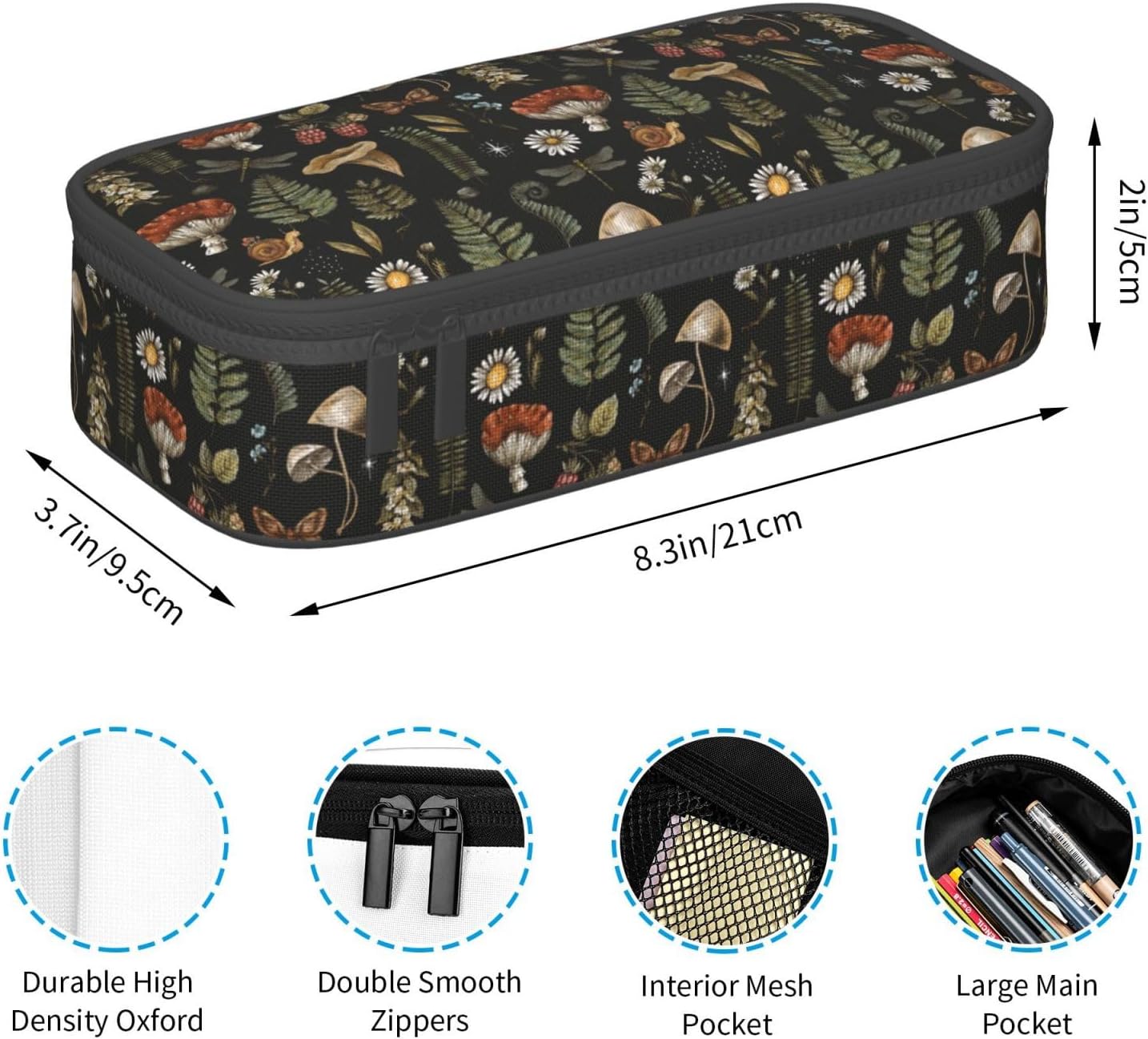 Vintage Mushroom Witchcraft Pencil Case Organizer Big Capacity Pencil Pouch Stationery With Zipper School Supplies Pencil Bag For Girls Boys Office image 5