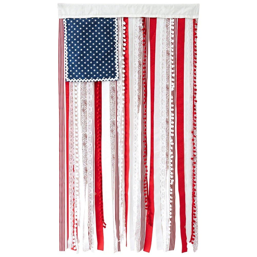 hzzsbu 4th of July Rag American Flag Banner Hanging USA Flags Independence Day Accessories for 250th Anniversary Celebration Indoor Outdoor Decoration
