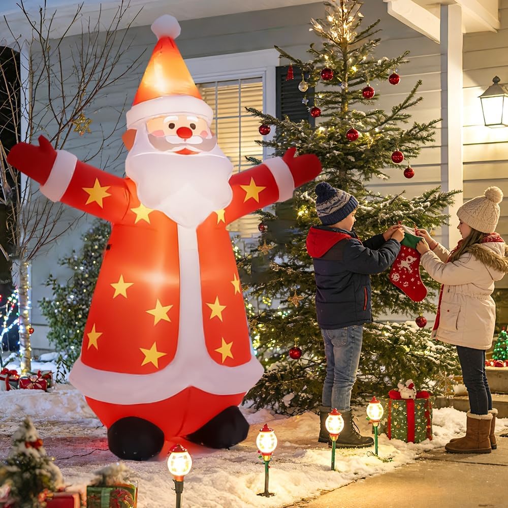 8FT Christmas Inflatables Santa Claus Outdoor Yard Decorations, Christmas Blow up Santa with LED Lights, Winter Outside Decor for Holiday Party Patio Garden Lawn, Xmas New Year Kids Gifts (Santa) - Image 3