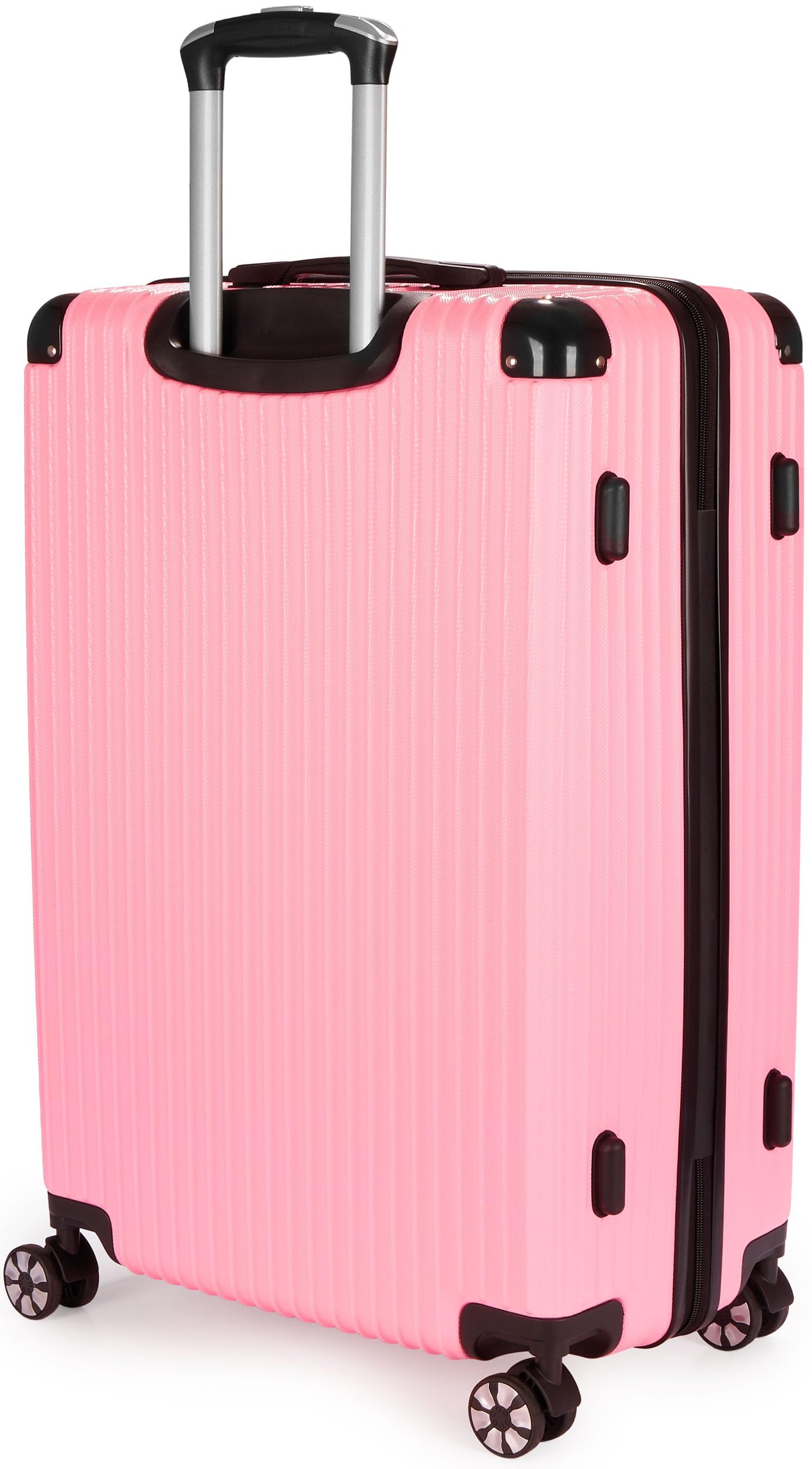 BRUBAKER Kofferset London - 3 teiliges Reisekoffer Set inklusive Handgepäck - Hartschalen Koffer mit Zahlenschloss, 4 Rollen und Komfort Tragegriffen - ABS Boardcase Trolleys (M, L, XL - Rosa)